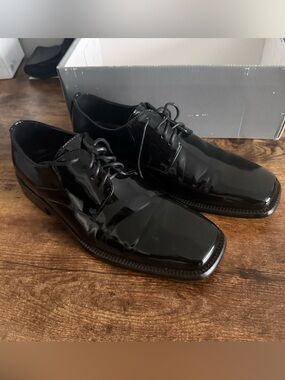 🆕 Zengara Black Leather Lace Dress Oxfords, Men’s Size 9M